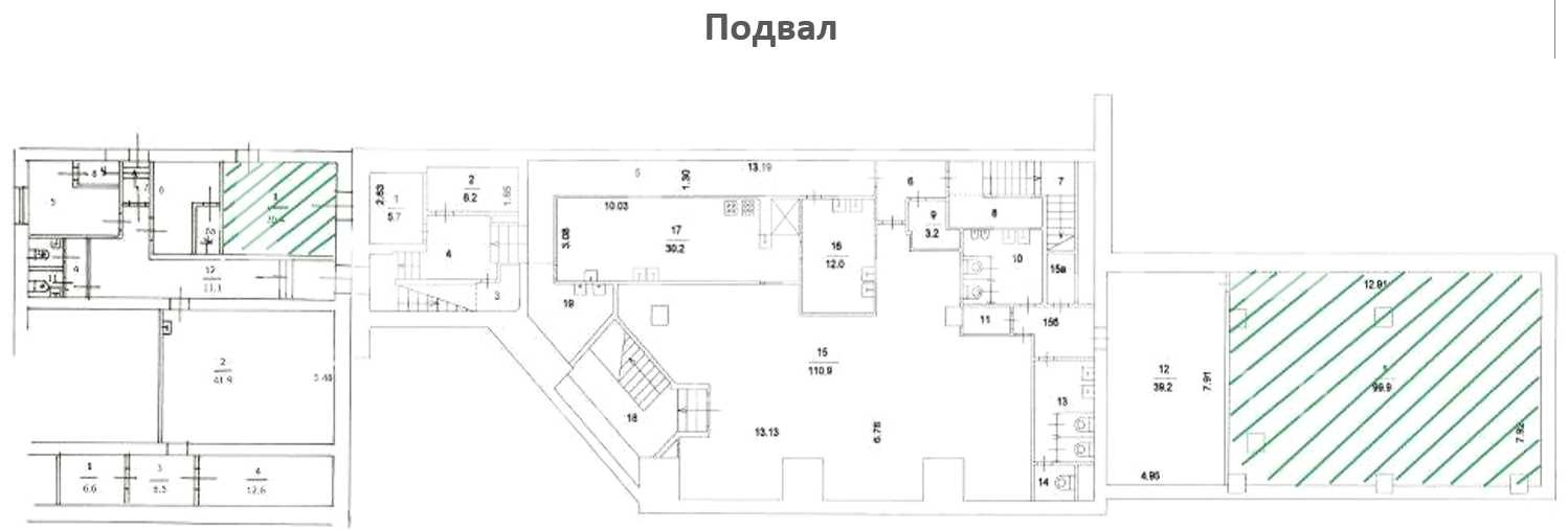 Планировка офиса 607.7 м², 1 этаж, Административное здание «г Москва, Зацепский Вал ул., 4, стр. 2»
